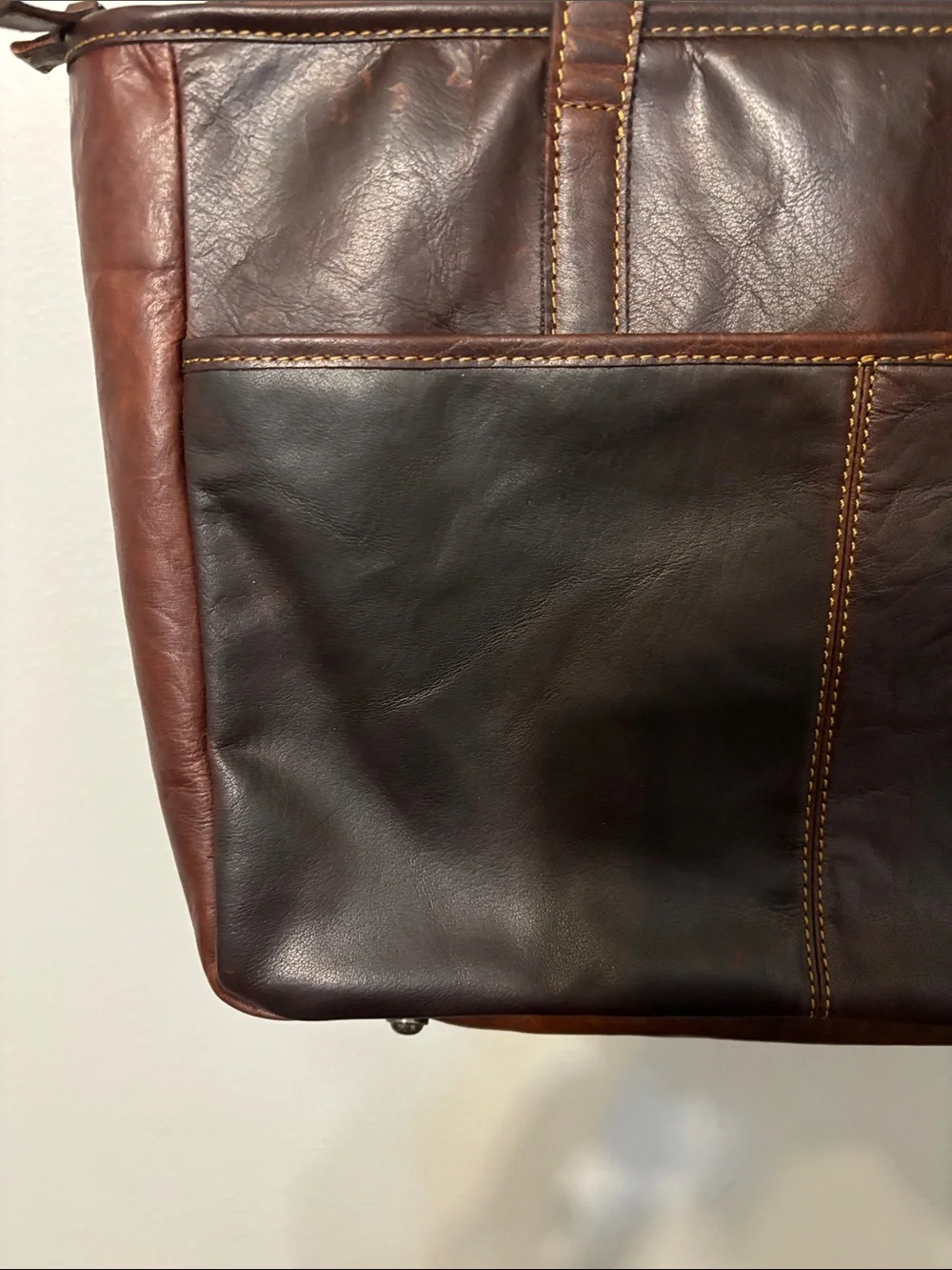 Jack Georges Buffalo Leather business voyage Tote Briefcase - Brown Two-Tone